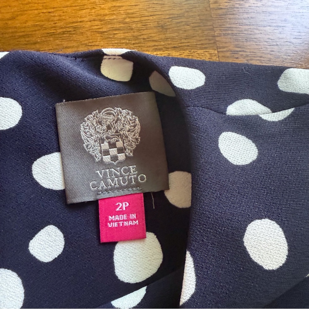 NWT $128 Vince Camuto Polka Dot Short Sleeve Fit & Flare Dress in NAVY MULTI-2P! - Picture 10 of 11